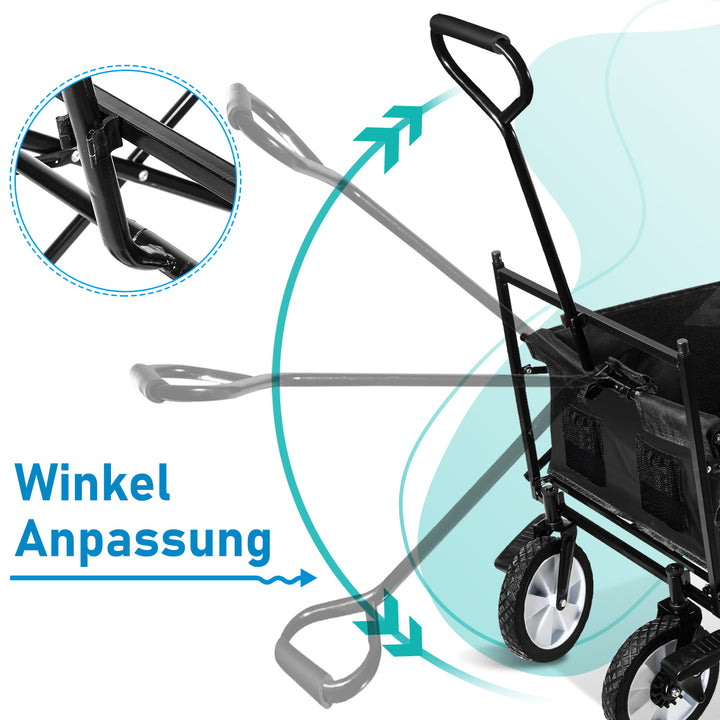 Sonnewelt Handcart Transport Cart with Roof Foldable 80kg Load Capacity