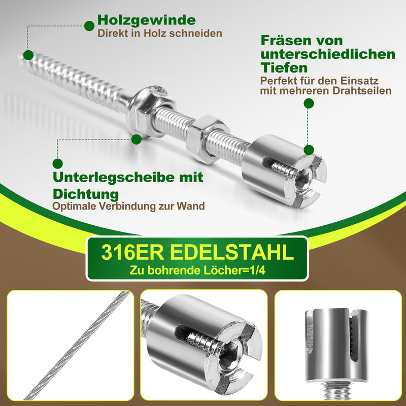 Sonnewelt Rankhilfe Edelstahl für Kletterpflanzen 12m