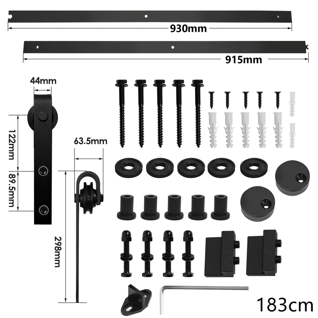 Sonnewelt Schiebetürbeschlag Set Schiebetürsystem 152cm/183cm/200cm/244cm/363cm