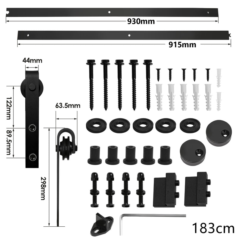 Sonnewelt Schiebetürbeschlag Set Schiebetürsystem 152cm/183cm/200cm/244cm/363cm