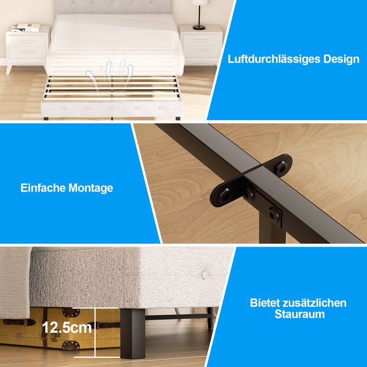 Sonnewelt upholstered bed frame with headboard soft fabric