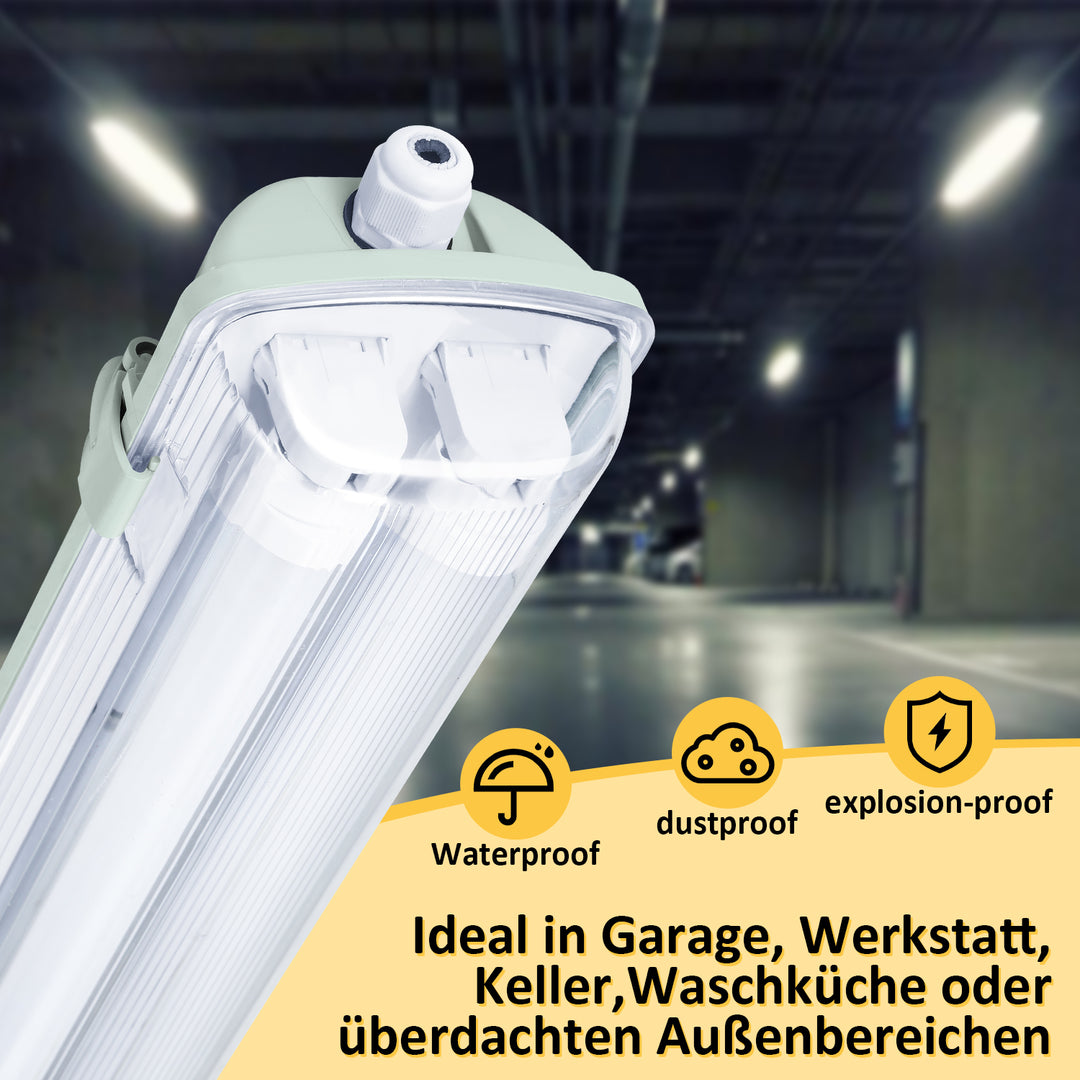 Sonnewelt LED Feuchtraumleuchte 2x 18W 120 cm T8 Neutralweiß/Kaltweiß