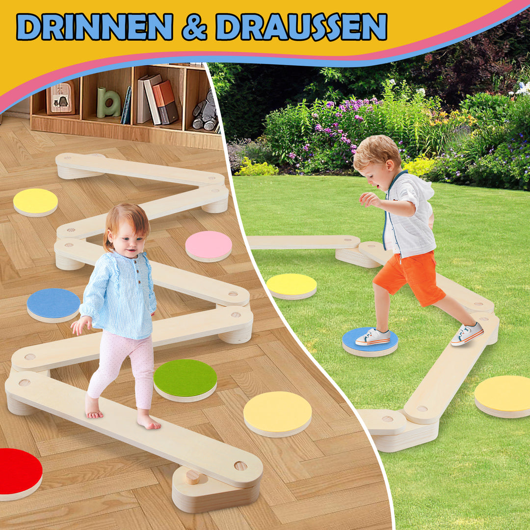 Sonnewelt wooden balance beam with 6 balancing stones for children