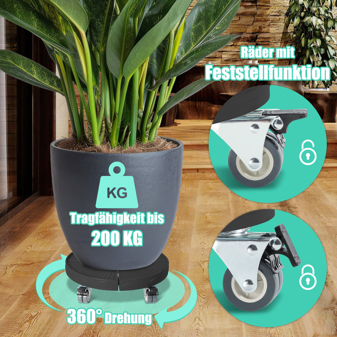 Sonnewelt Plant Trolley Round Adjustable with 360° Rotating Wheels