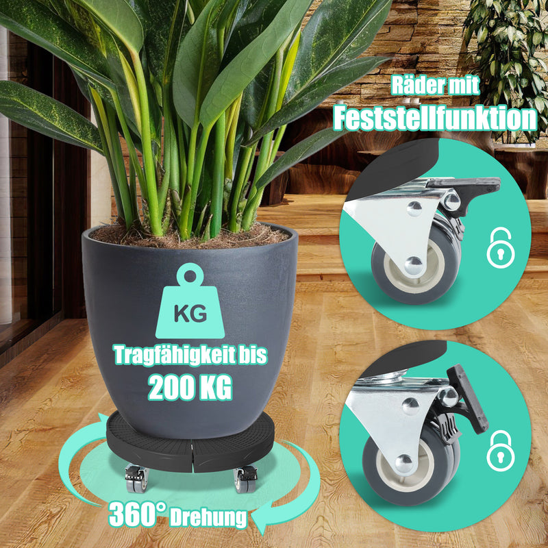 Sonnewelt Pflanzenroller Rund Einstellbar mit 360°Drehbare Rädern
