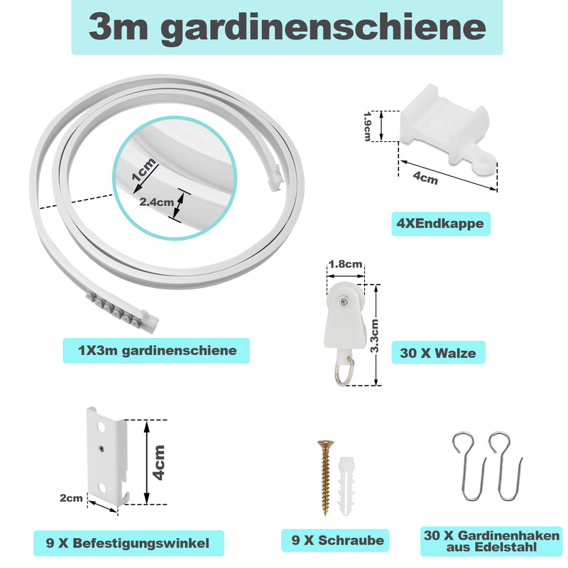 Sonnewelt Gardinenschiene Biegbar 3m/5m