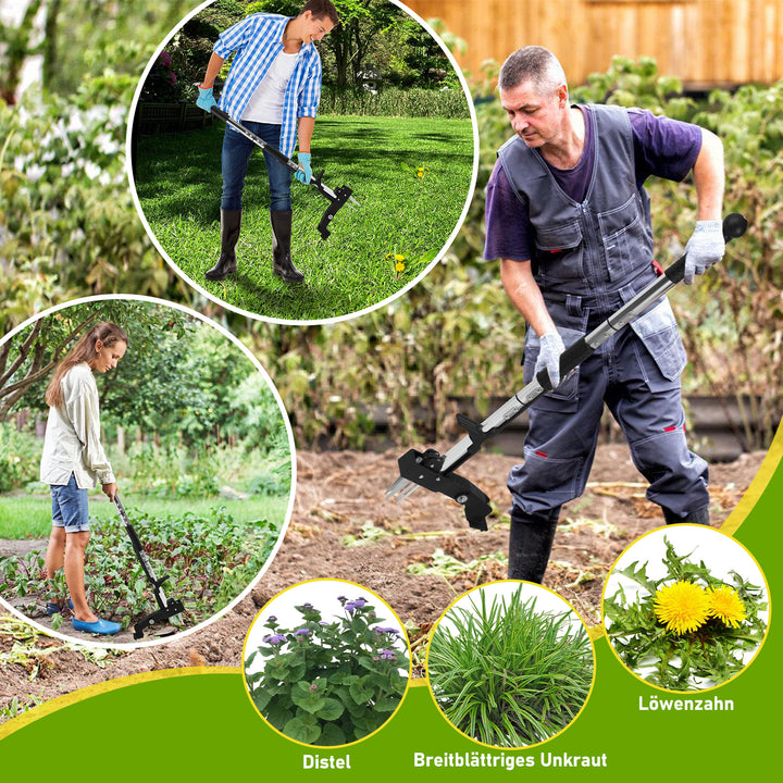 Sonnewelt Unkrautstecher Löwenzahnstecher mit Stiel,Auswerfer und Fußpedal