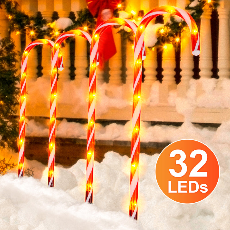 Sonnewelt 4x LED Zuckerstangen Weihnachtsdeko Außenleuchte
