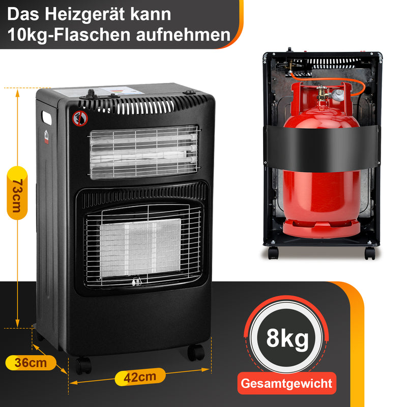 Sonnewelt Gasheizer 4,2 KW und 1260W Elektrische Gasheizgerät mit Druckminderer