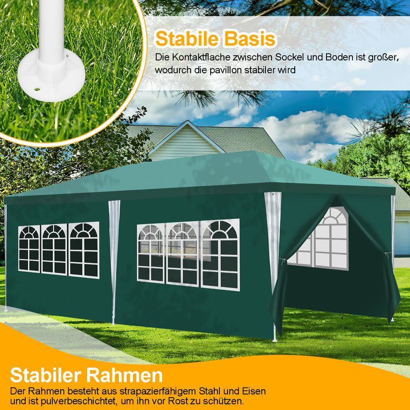 Sonnewelt Pavillon 3x6m Partyzelt Wasserdicht mit Seitenteilen