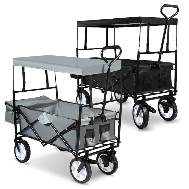 Sonnewelt Handcart Transport Cart with Roof Foldable 80kg Load Capacity