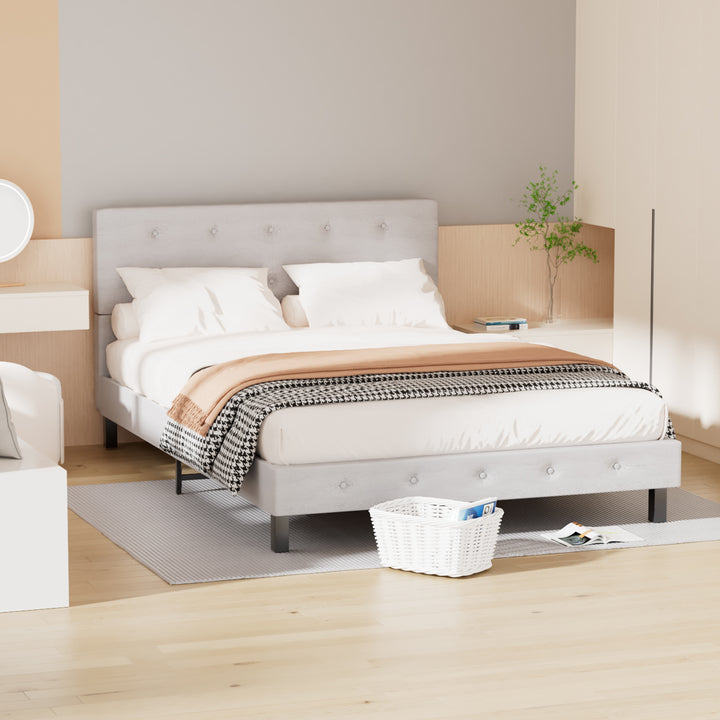 Sonnewelt upholstered bed frame with headboard soft fabric