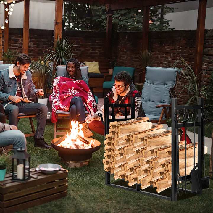 Sonnewelt Kaminofenregal mit 4 Kaminwerkzeug