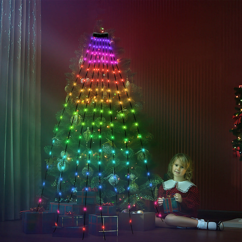 Sonnewelt Christbaumbeleuchtung mit APP-Kontrolle 160 LEDs IP67