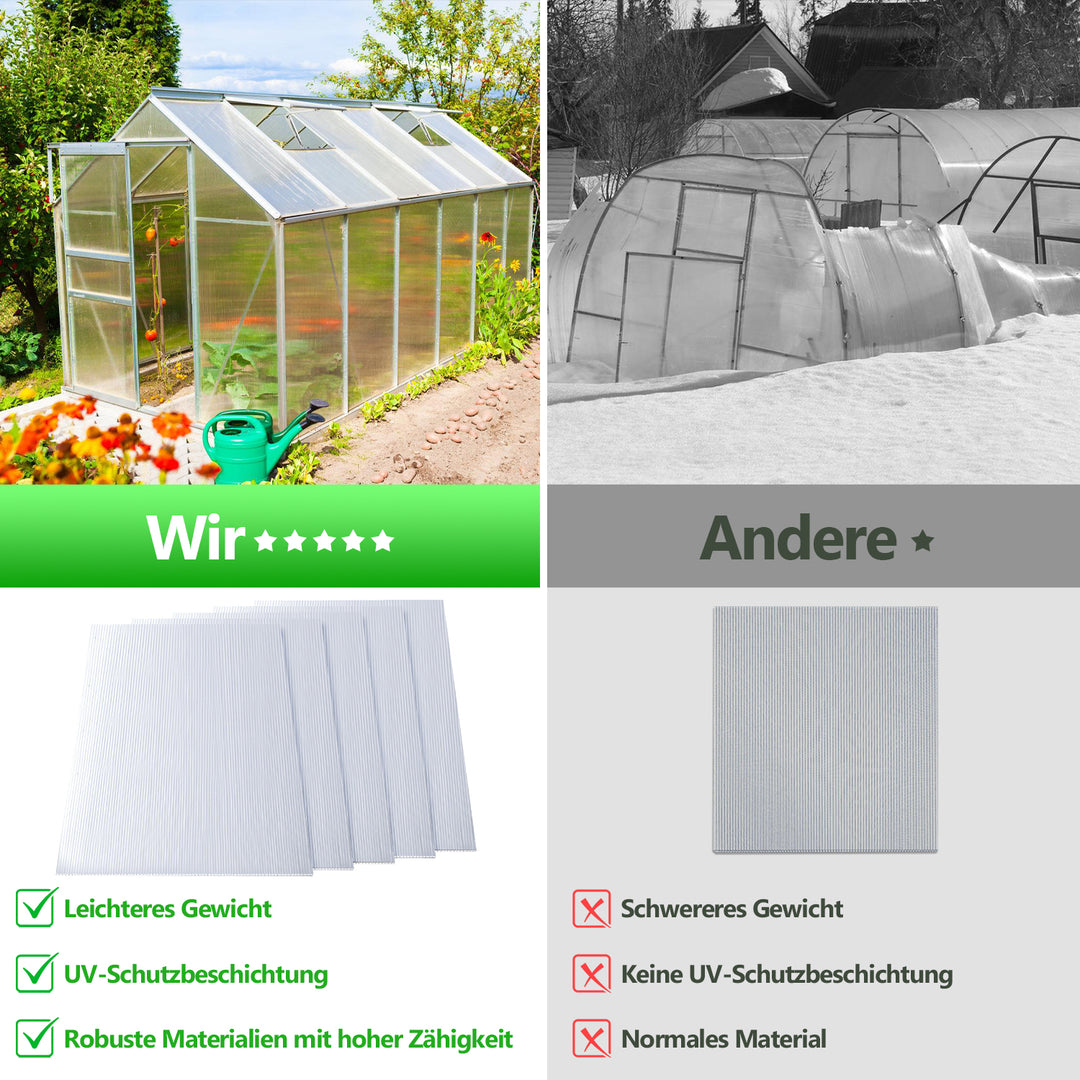 Sonnewelt polycarbonate hollow chamber sheets 8mm 5 pieces for greenhouse
