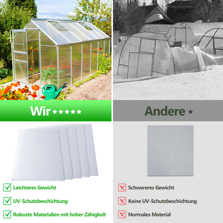 Sonnewelt polycarbonate hollow chamber sheets 8mm 5 pieces for greenhouse