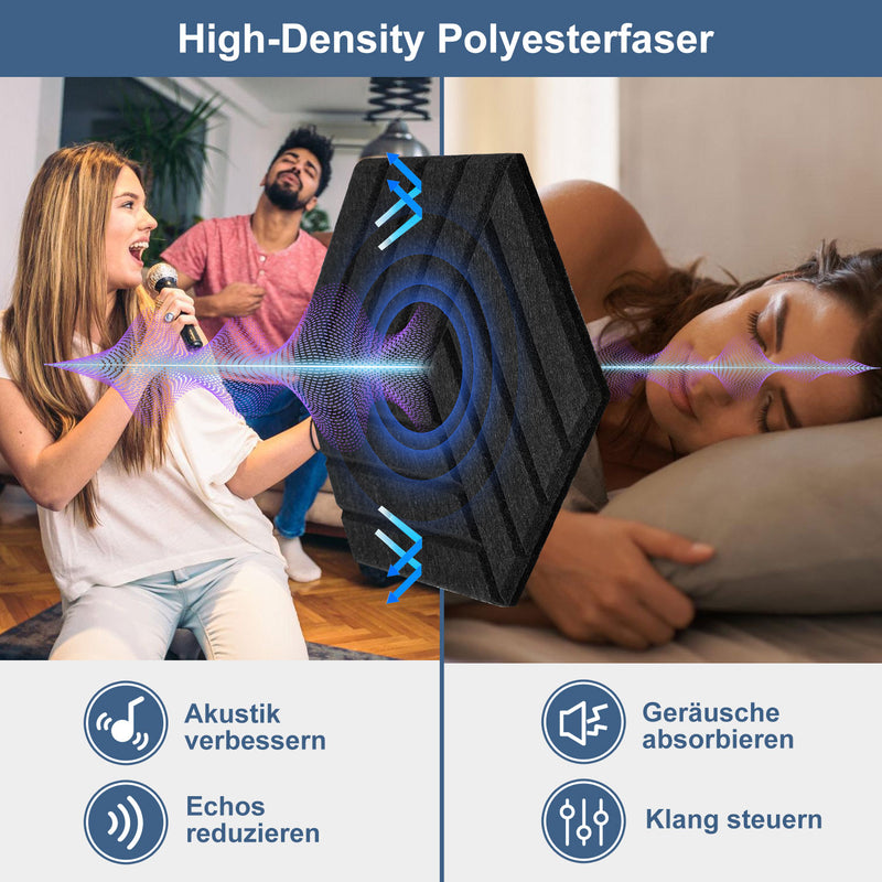 Sonnewelt Akustikplatten Wandpaneele Selbstklebend 12/18 Stück Hexagonal Schlieren