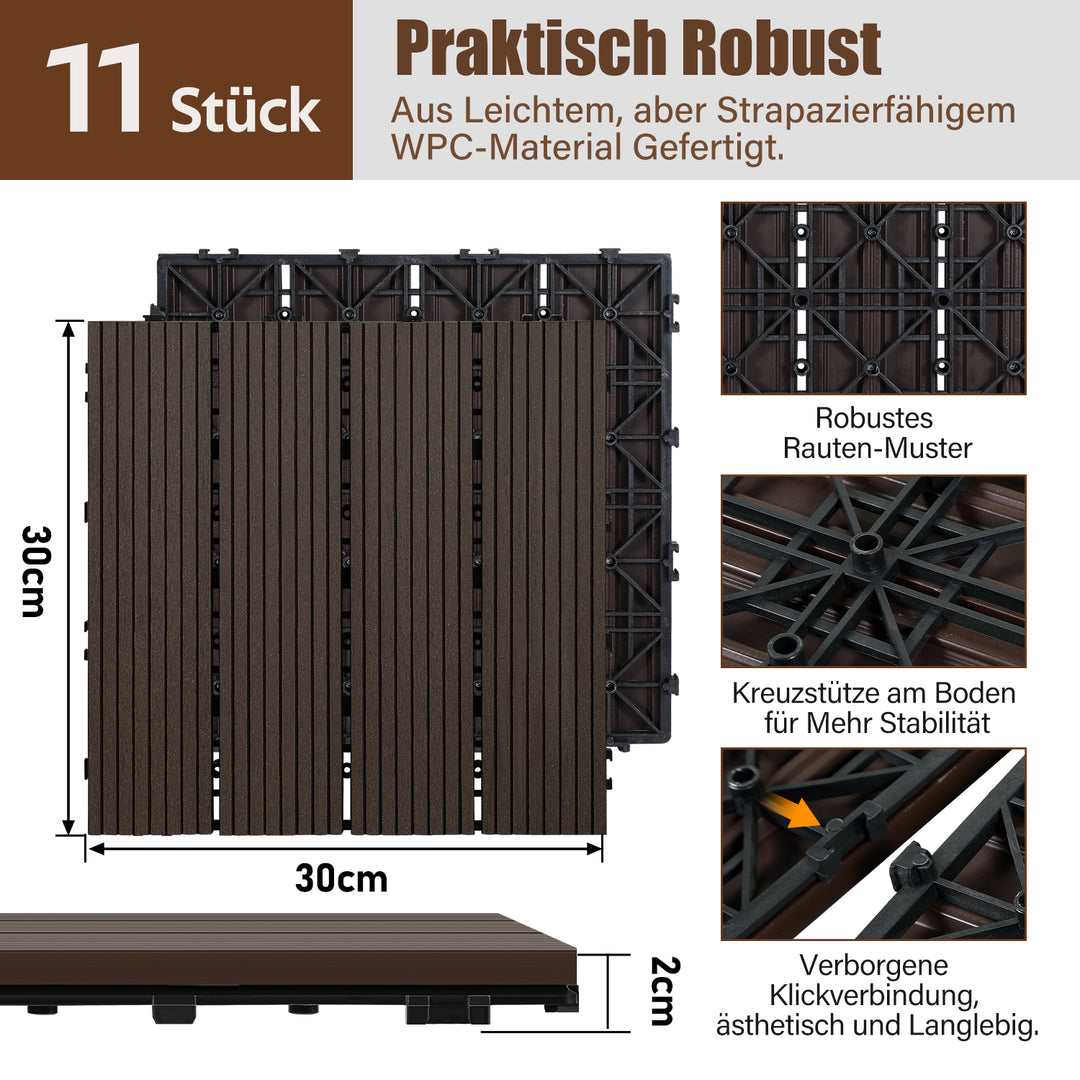 Sonnewelt WPC Terrassenfliesen Klickfliese 30x30cm 11stk