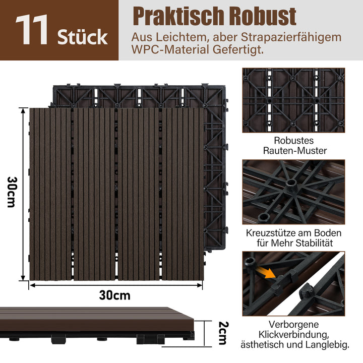 Sonnewelt WPC Terrassenfliesen Klickfliese 30x30cm 11stk