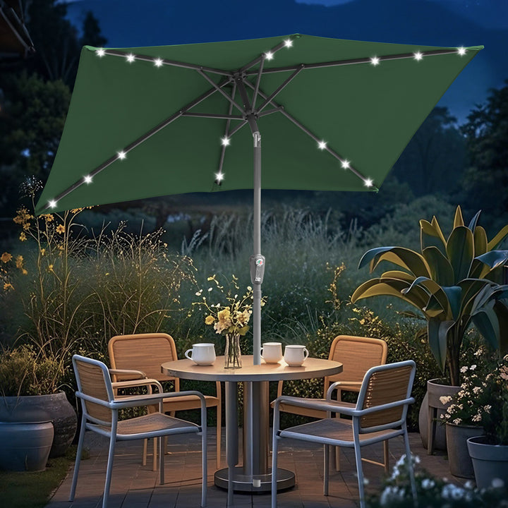 Sonnewelt Sonnenschirm 210x140 / 300x200cm Rechteckig mit LED Solar