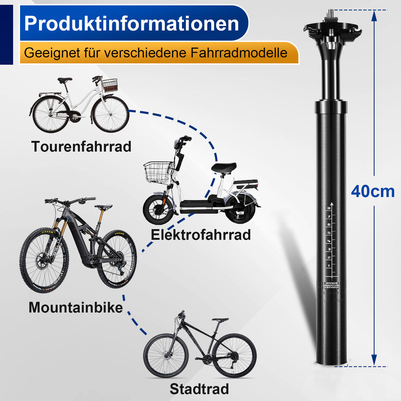 Sonnewelt Fahrrad Sattelstütze Sattelstange Alu 27.2mm/30.9mm/31.6mm