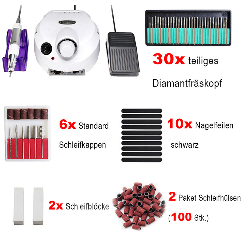 Sonnewelt Elektrische Nagelfräser 30000 U/min Nagelfeile Pediküre