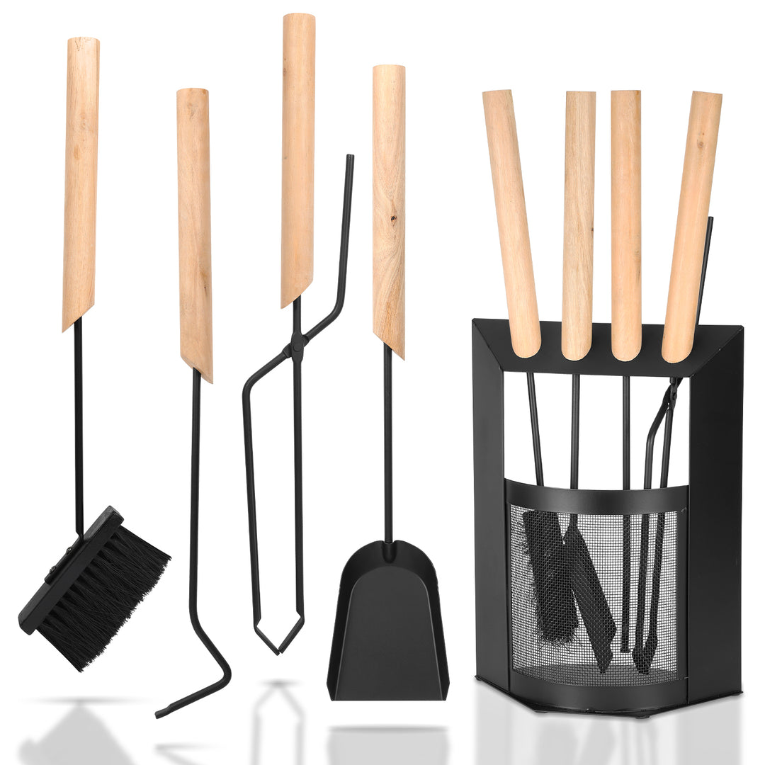 Sonnewelt fireplace tools 4-piece fireplace tools set wooden handle