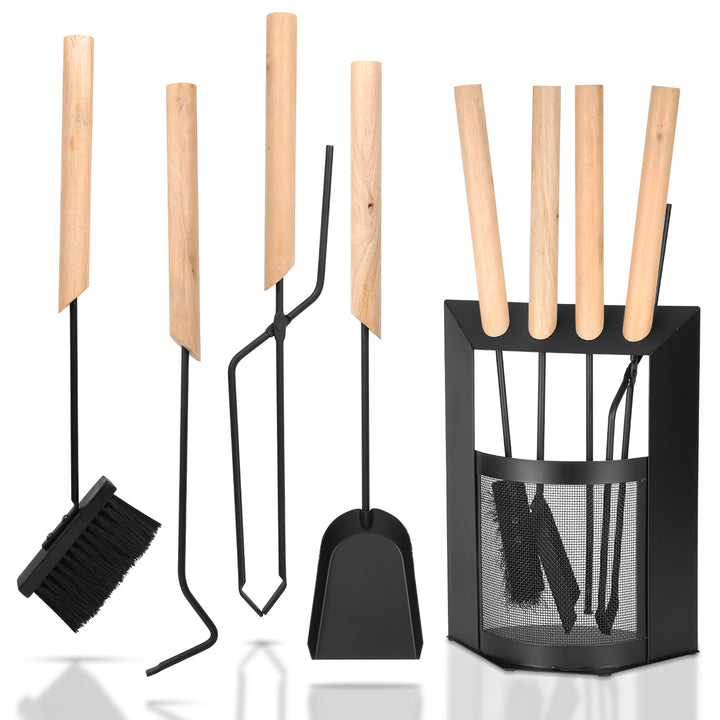 Sonnewelt fireplace tools 4-piece fireplace tools set wooden handle