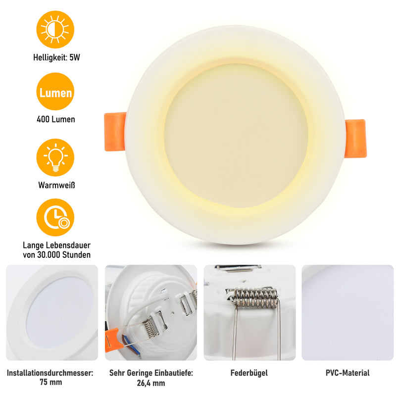 Sonnewelt 20x LED Einbaustrahler Deckenspots 5W