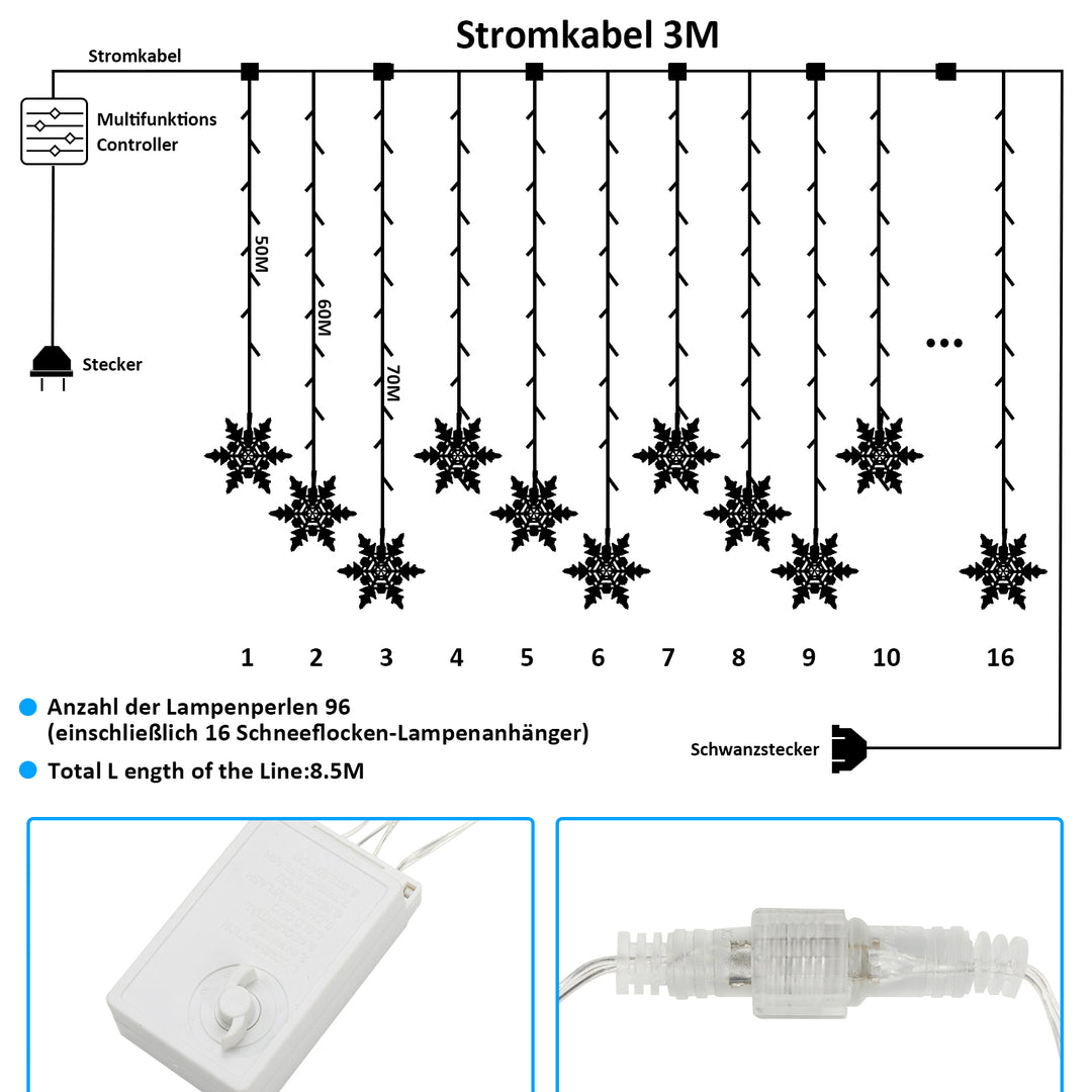 Sonnewelt LED Lichterkette Schneeflocke IP44