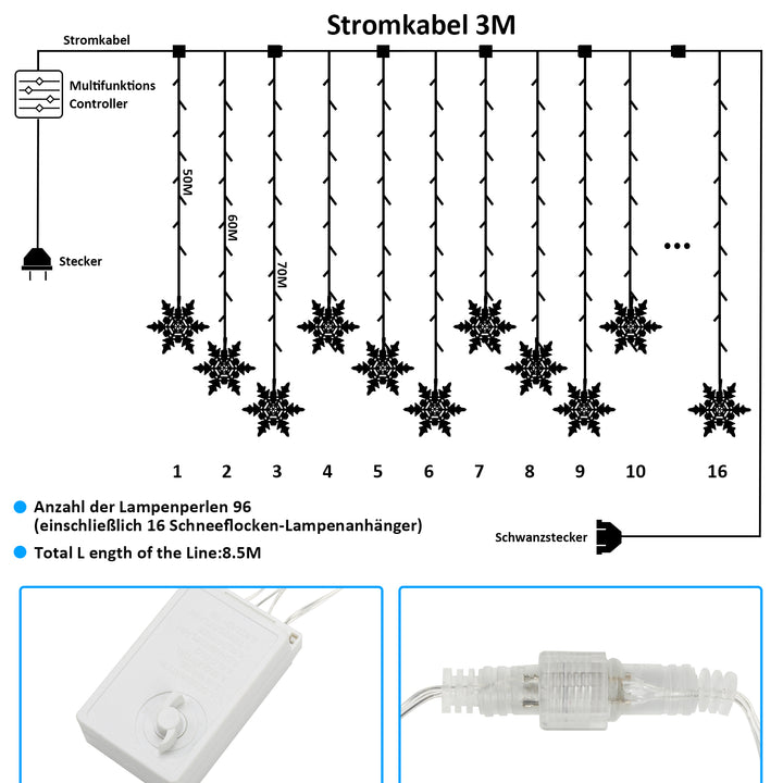 Sonnewelt LED Lichterkette Schneeflocke IP44
