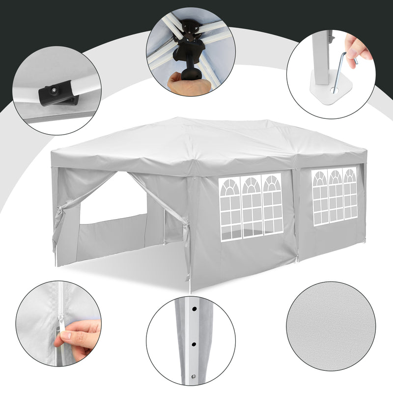 Sonnewelt Pop-Up Pavillon Gazebo mit Zentralverriegelung 3x6m mit Seiten