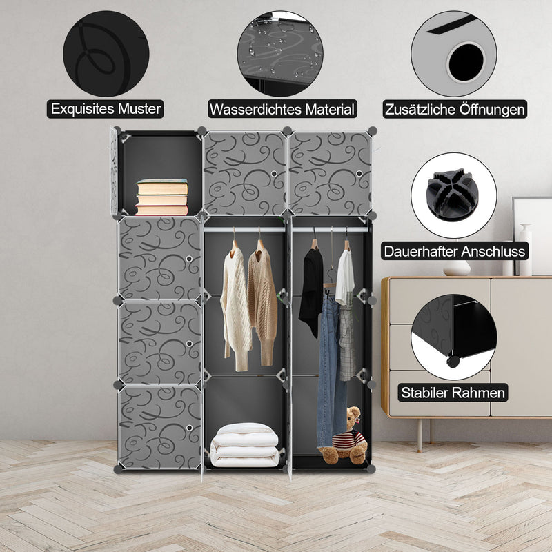 Sonnewelt Multifunktionaler Kleiderschrank mit Haken und Kleiderbügel