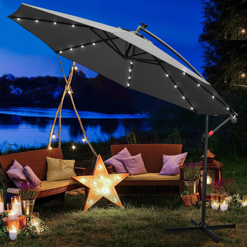 Sonnewelt Ampelschirm 3m/3.5m mit Solar LED