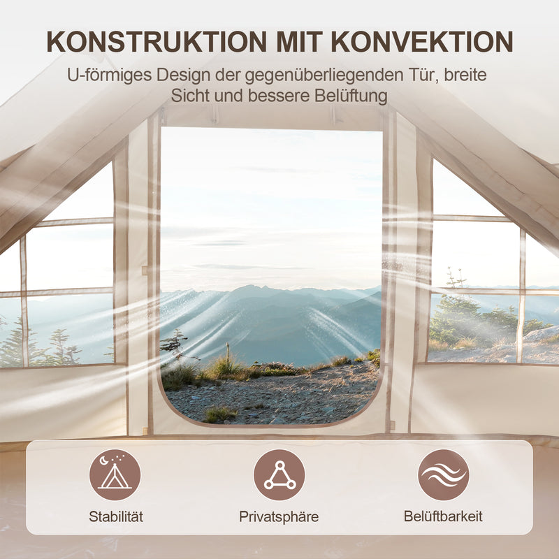 Sonnewelt Aufblasbares Campingzelt mit Kaminöffnung & Dachfenster