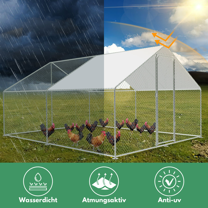 Sonnewelt chicken coop metal free-range enclosure with roof tarpaulin 3*4*2m