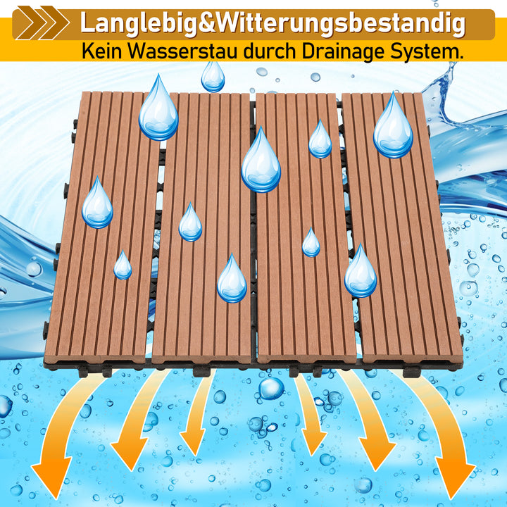 Sonnewelt WPC Terrassenfliesen 30x30 cm 11er Set in Holzoptik