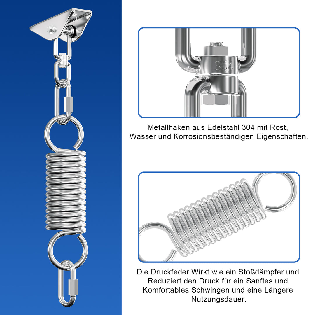 Sonnewelt 2 Stück Deckenhaken Edelstahl Schwingfeder