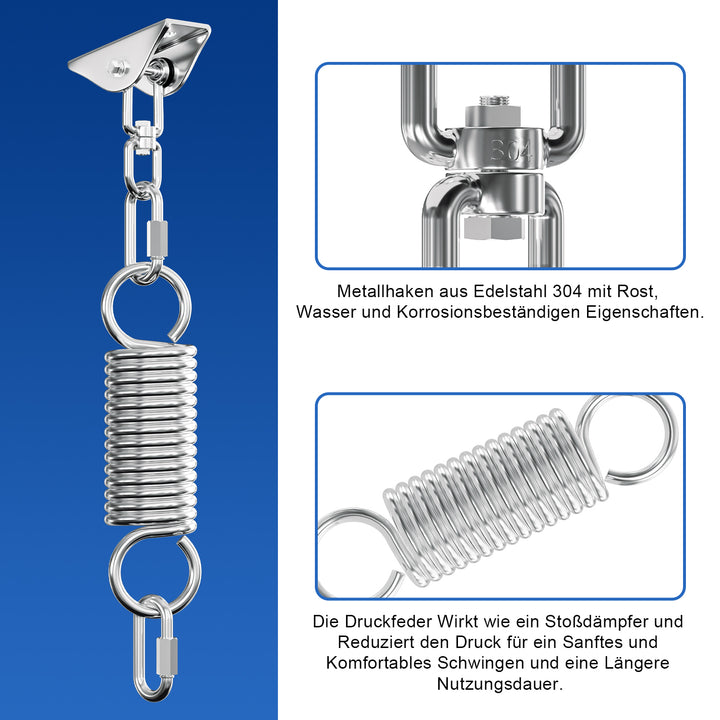 Sonnewelt 2 Stück Deckenhaken Edelstahl Schwingfeder