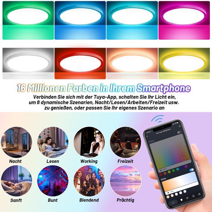 Sonnewelt 24W LED Deckenlampe Dimmbar RGB Alexa