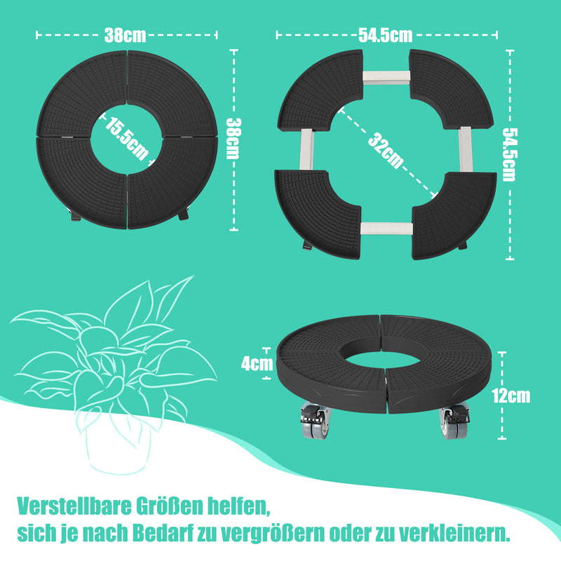 Sonnewelt Pflanzenroller Rund Einstellbar mit 360°Drehbare Rädern