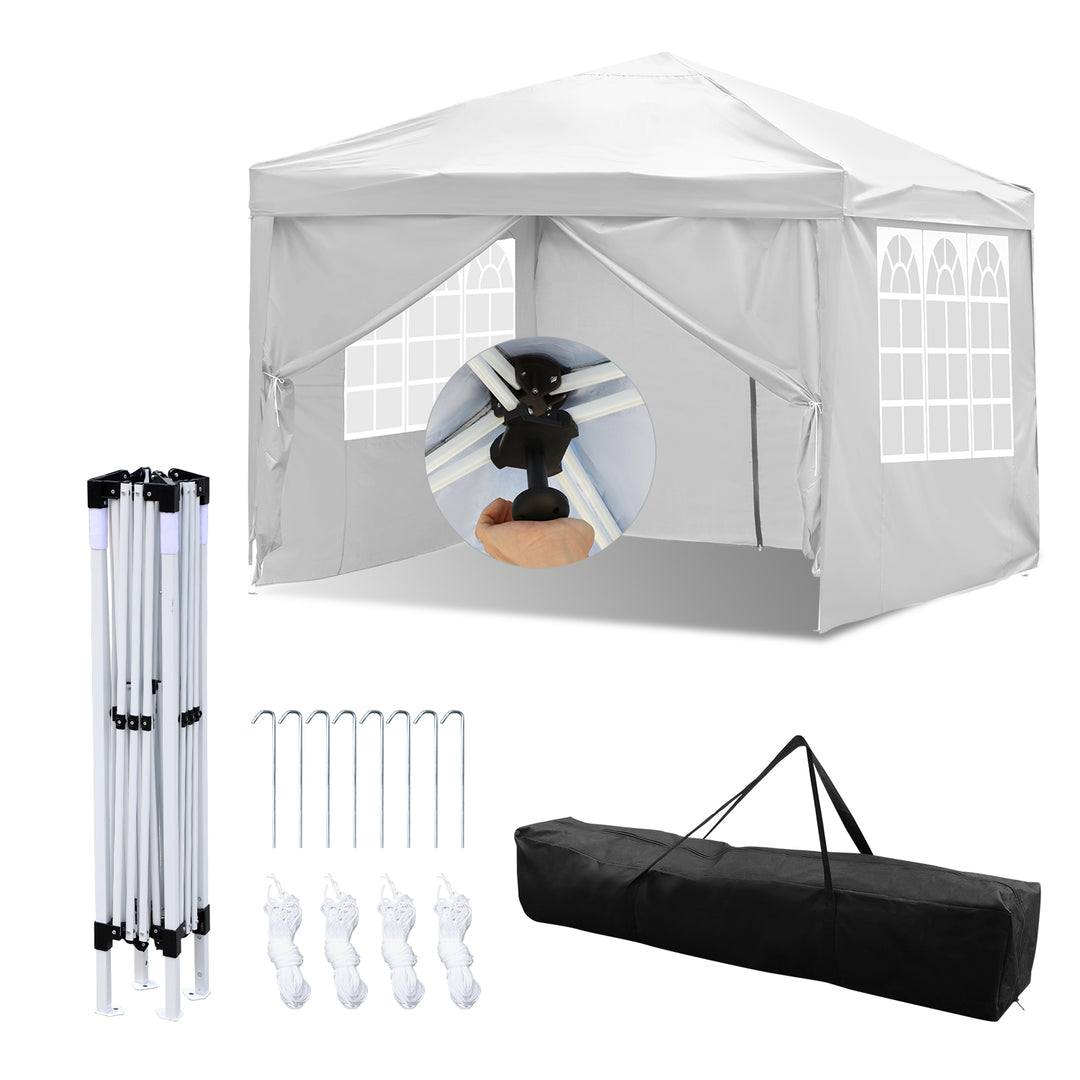 Sonnewelt Pop-Up Pavillon Gazebo mit Zentralverriegelung 3x3m mit Seiten