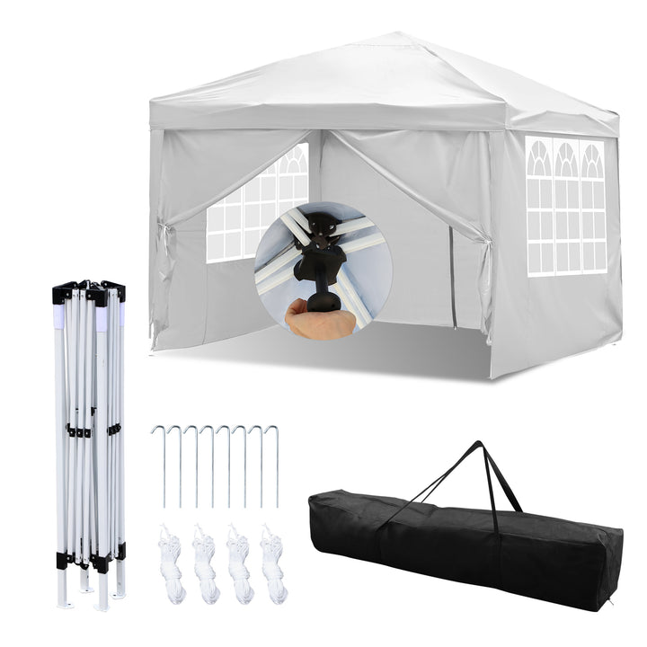 Sonnewelt Pop-Up Pavillon Gazebo mit Zentralverriegelung 3x3m mit Seiten