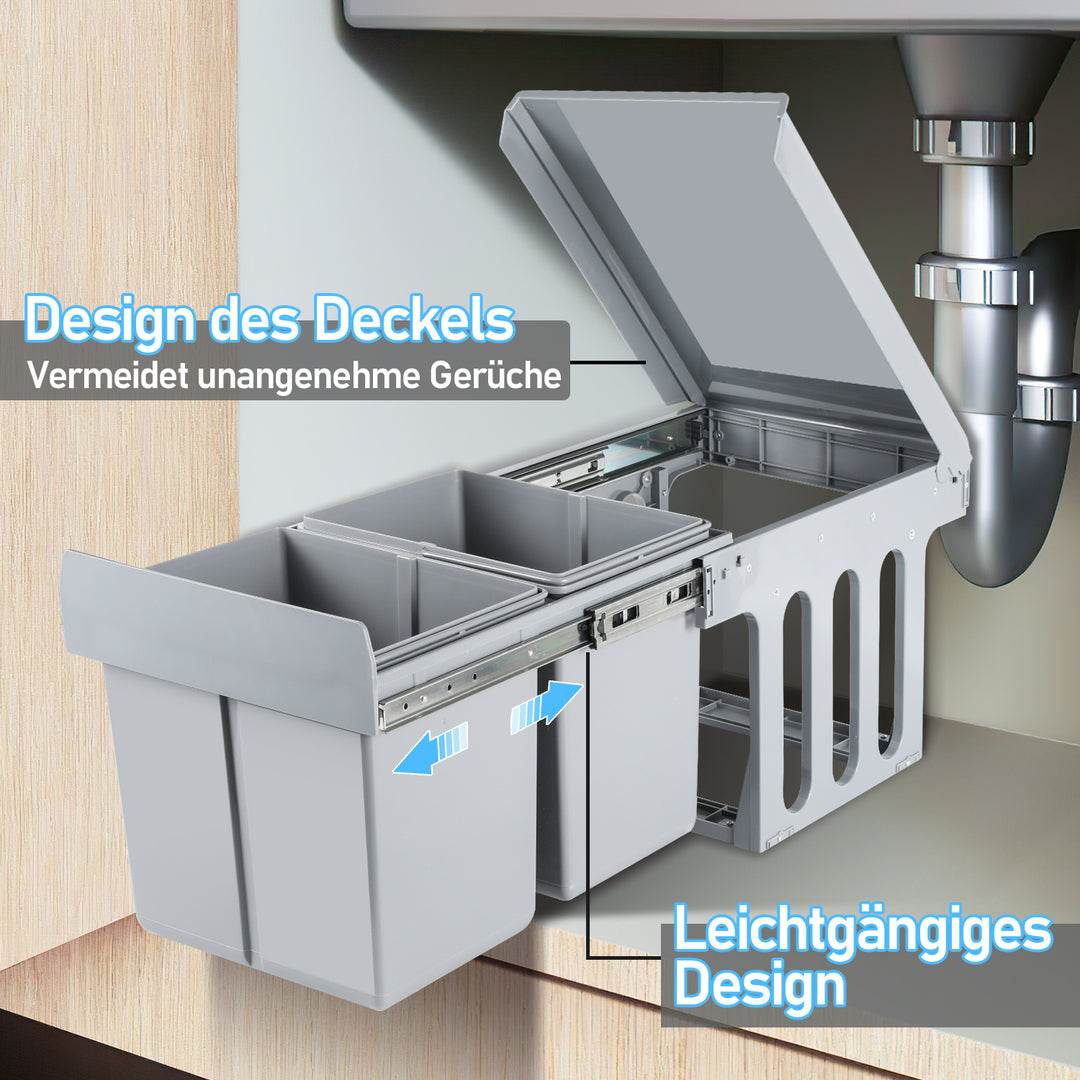 Sonnewelt Mülleimer Abfalleimer Einbau 30L Schrank