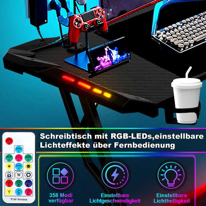 Sonnewelt Gaming Desk Gaming Table 120/140cm with LED Remote Control