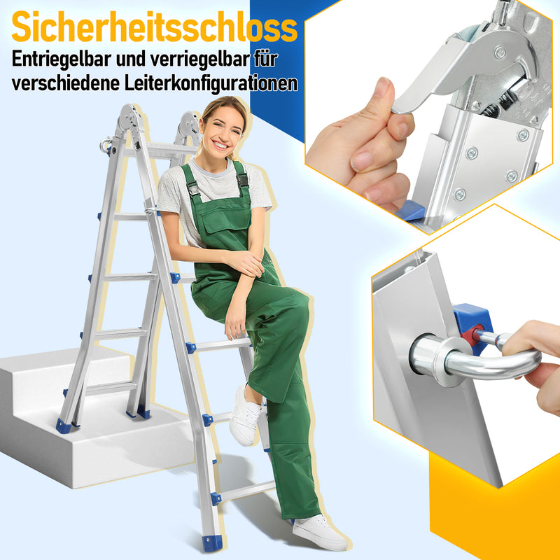 Sonnewelt Teleskopleiter Multifunktionsleiter 3 in 1 Aluleiter