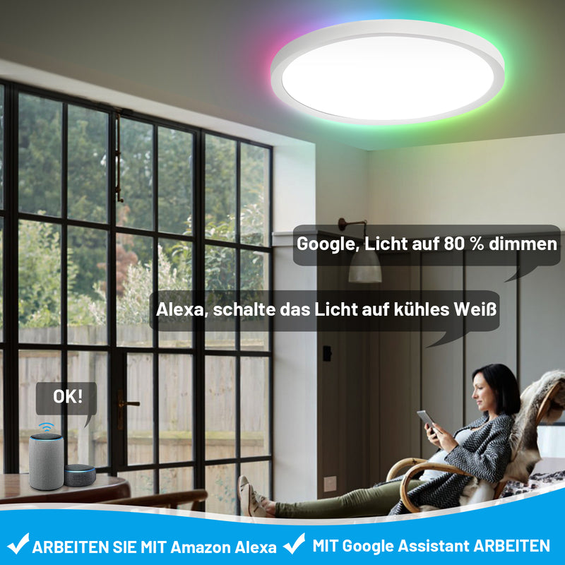 Sonnewelt 24W LED Deckenlampe Dimmbar RGB Alexa