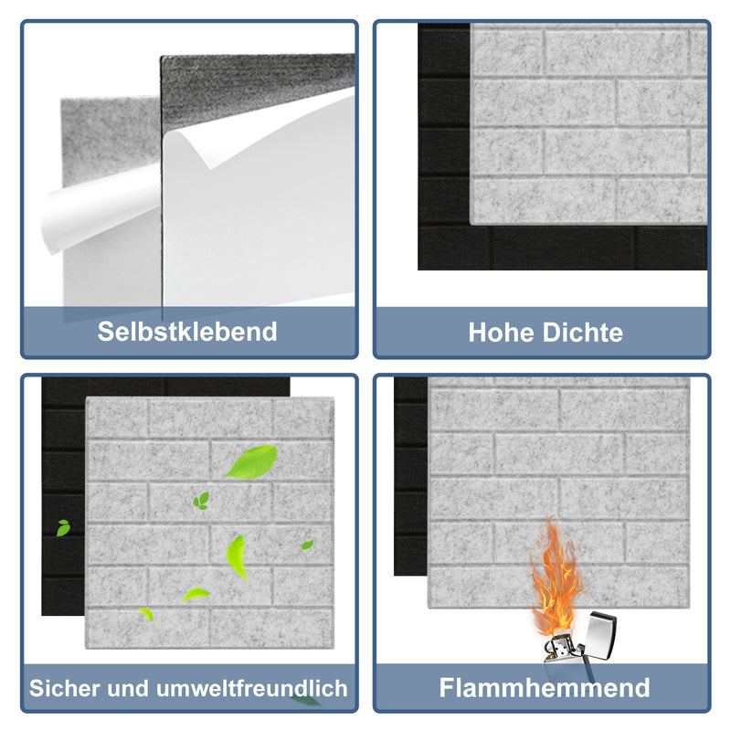 Sonnewelt Akustikplatten Wandpaneele Selbstklebend 12/18 Stück Quadratisch Kacheln