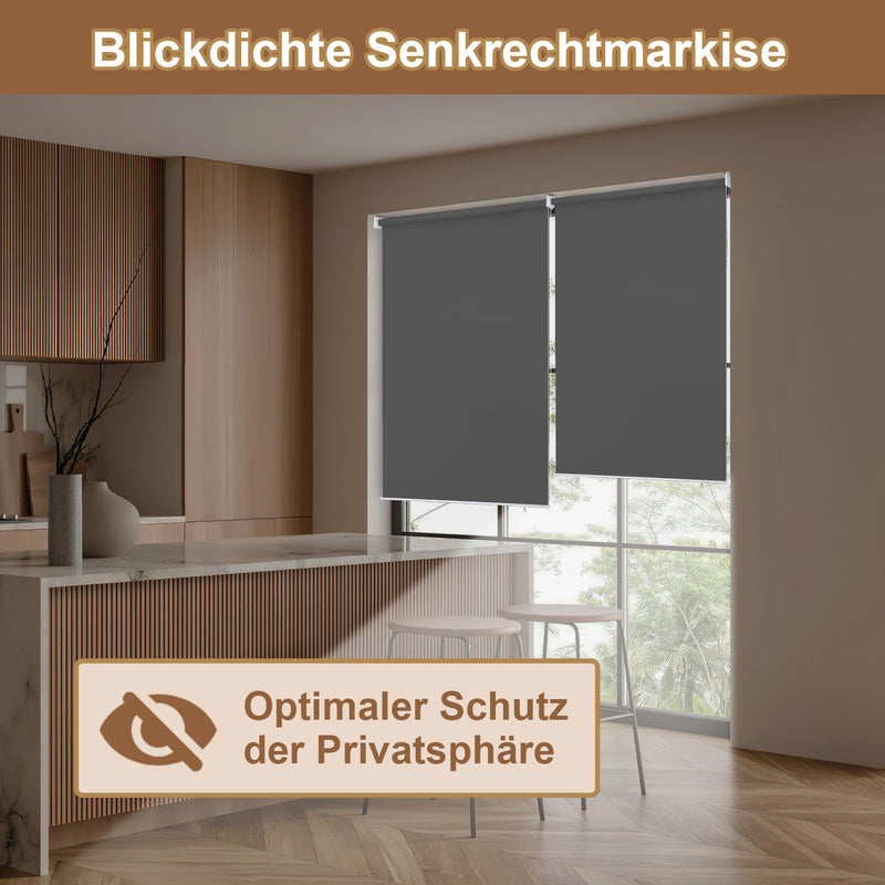 Sonnewelt Senkrechtmarkise AußenRollo Dunkelgrau/Hellgrau