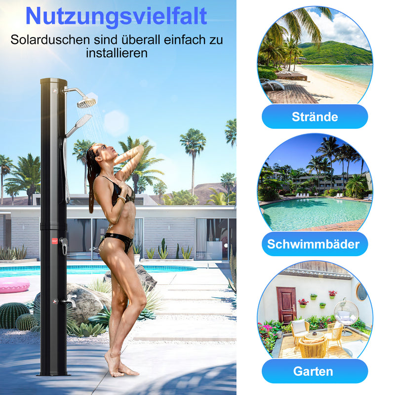 Sonnewelt 40L Solardusche Gartendusche Inkl. Schutzhaube und Handbrause
